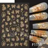 Fullbeauty Calcomanías Nuevas para Uñas Transfronterizas con Polvo de Brillo Bordado en Oro Línea Francesa Flor de Mariposa Calcomanías Adhesivas para Uñas