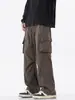 Pantalones cargo rectos de moda estilo americano con bolsillos grandes, unisex, otoño vintage de corte holgado, pantalones casuales modernos y versátiles