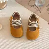 Zapatos de Princesa para Niñas 2026 Primavera Nuevo Estilo Coreano de Moda Zapatos Birkenstock Versátiles Cordón Perla Suela Suave Zapatos Pequeños de Cuero