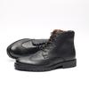 Botas de Cano Alto Botas Masculinas Plus Veludo Sapatos de Couro de Vaca Masculinos Botas de Sola Grossa Couro Genuíno Zíper Lateral Estilo Britânico Entalhado à Mão