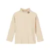 Camiseta básica de terciopelo cepillado con cuello medio para niños y niñas, primavera y otoño, suéter básico de manga larga, cuello semialto, todo a juego