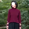 Camiseta de Manga Larga Cálida Estilo Nuevo Otoño e Invierno Doble Cara Retro Terciopelo Alemán Bordado Artístico Cuello Alto Étnico Negra