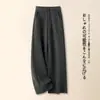 Calça de lã de perna larga para mulheres, cintura alta, solta, com caimento, calça reta estreita, novo estilo 2026, versátil, afina a silhueta, calça feminina casual