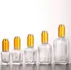 Botella Cuadrada de Vidrio Transparente para Aceite Esencial 100ml Gotero con Punta de Plástico Botella para Loción Material de Empaque Cosmético Exportación Transfronteriza Exportación