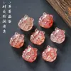 Accesorios de Cuarzo Fresa Natural, Tallado de Zorro de Nueve Colas, Colgante Rojo Sangre de Paloma, Accesorios para Pulseras y Pulseras DIY Hechas a Mano al por Mayor