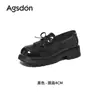Zapatos Planos Aogushi Deng de Suela Gruesa para Mujer 2026 Nuevos de Otoño Slip-ons Lazo Zapatos Pequeños de Cuero Zapatos Únicos de Uniforme JK