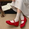 Sapatos de Salto de Renda Estilo Ballet Retrô Francês para Mulheres 2025 Nova Primavera Versátil Bico Redondo Solado Macio Sapatos Mary Jane