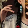 Nuevos Pendientes Étnicos de Estilo Chino con Encanto Exótico, Elegancia Clásica Artística Vintage, Diseño Hueco, Pendientes de Borla a la Moda