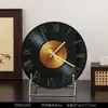 Reloj de Escritorio con Disco de Vinilo Retro Vintage Adorno para Sala de Estar Aparador Mueble de TV Minimalismo Italiano Reloj de Mesa Decorativo