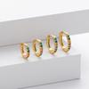 Pendientes de Plata de Ley S925 con Diamantes de Colores, Pendientes de Moda Creativos Estilo Ins, Simples Geométricos Tachonados con Diamantes, Pendientes de Botón, Pendientes de Clip