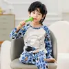 Pijama infantil al por mayor de primavera y otoño del Sudeste Asiático para niños y niñas, bebé de manga larga para el hogar, conjunto de ropa fina de verano para aire acondicionado