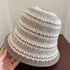 Sombrero de Pescador Tejido Calado Estilo Japonés para Mujer, Sombrero de Cubo Liso para Vacaciones en la Playa al Aire Libre de Verano, Sombrero de Sol Protector Solar