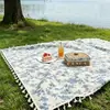 Esterilla de Picnic con Borlas Estilo Ins Manta de Acampada al Aire Libre Tela de Picnic Manteles Plegable Portátil Salida de Primavera Esterilla para Césped