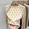 2026 Roupa Íntima Base de Veludo Alemão Outono/Inverno para Meninas Camiseta de Manga Longa com Bolinhas para Crianças Camada Interna Quente Top Estiloso