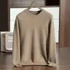 Suéter de Cashmere Espesso de Dupla Camada para Homens, Gola Redonda Pulôver, Tricô de Cor Sólida, Suéter Camada Base, Cashmere Amigo da Pele