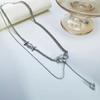 Brincos de borla com laço gota d'água, corrente de clavícula, design de nicho feminino, branco, doce, luz, luxo, doce, legal, colar, brincos