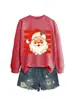 Amazon eBay Estación Independiente Moda Personalidad Divertido Sudadera para Mujer de Papá Noel Raya Larga Roja Otoño Invierno Cuello Redondo