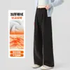 Pantalones de Maternidad para Otoño e Invierno 2025 Estilo Nuevo, Pantalones de Pierna Ancha No Ajustados para el Embarazo, Pantalones Cálidos Forrados de Polar para Usar en Invierno