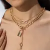 Collar de Borla con Llave de Corazón de Metal Estilo Hip-Hop Transfronterizo Cierre OT Versátil Exagerado Colgante en Forma de Candado Collar Exagerado