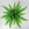 18 Cabeças/24 Cabeças Grama Persa Simulada Plantas Verdes Simuladas Folhas de Grama Falsa Samambaias Simuladas Flor Decorativa para Exterior Engenharia Atacado