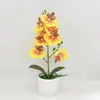 Orquídea Phalaenopsis Artificial 8 Flores em Vaso Novo Estilo Chinês Decoração de Casa Conjunto de Flores Artificiais para Casamento Orquídea Ornamentação Decoração