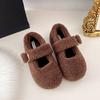 Moda Blanco Pequeño Estilo Fragante Forro de Polar Planos Zapatos de Piel para Mujer 2025 Nuevo Invierno Cálidos Mary Jane Zapatos de Algodón