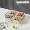 Bandeja de Frutas Dividida de PET Transparente con Borde Dorado de Lujo, Caja de Bocadillos Portátil para Sala de Estar, Plato Organizador para Clasificar Frutos Secos y Nueces