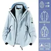 Ropa de montaña 3 en 1 desmontable de dos piezas, cortavientos, impermeable, para exteriores, moderna, de alpinismo, con texto de LOGOTIPO personalizado