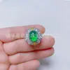 Nuevo Anillo Verde de Calcedonia Estilo Chino de Moda, Comparable a Jadeíta Tipo Hielo de Alta Calidad, Lujoso Anillo de Jade Incrustado para Mujeres