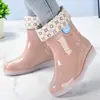 Botas de Chuva de Trabalho da Moda para Cozinha, Sapatos de Borracha, Sapatos Aquáticos, Botas Impermeáveis Antiderrapantes, Galochas Impermeáveis Femininas para Outono e Inverno