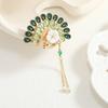 Broche Vintage Feito à Mão com Concha de Pérola de Água Doce, Borla, Vazado, Acessórios de Pino Leve Anti-desgaste para Cheongsam Hanfu