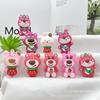 Cyber vermelho urso de morango chaveiro boneca pingente de urso de morango chaveiro boneca pingente diy acessórios atacado