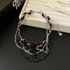 Colar Choker Corrente de Pescoço com Pingente de Gota de Água e Cristais Florais Preto Fresco Tide Camada Múltipla Franja Contas Corrente de Clavícula Personalizada Spice Girl
