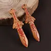 Madeira de Jujuba Fulminada Espada Tian Shi Escultura em Madeira DIY Pequeno Acessório Ornamento Taoísta Pingente Trançado Corrente de Celular Decoração para Pendurar