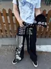 Pantalones Deportivos Anchos con Estampado de Letras para Hombre, Rectos Estilo Hip-Hop Americano Nicho Cordón Pantalones Casuales de Jazz