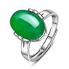 Anillo de calcidonita verde imitación al por mayor de fábrica estilo socialité anillo redondo de granada anillo de calcidonita de jade Hetian