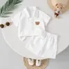 Conjunto de Duas Peças para Bebês e Crianças Pequenas: Camisa de Verão Fina com Gola + Shorts Conjunto para Bebê, Conjunto de Roupas de Verão para Meninos