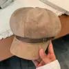 Gorra Octogonal Retro de Cuero con Visera Corta de Corea del Sur para Niños, Primavera y Otoño, Viajes al Aire Libre, Versátil, Muestra la Cara, Pequeña Moda, Tendencia