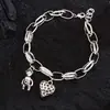 Pingente de coração urso grafite pulseira retrô personalidade acessórios explosivos transfronteiriços joias de nicho ins temperamento atacado