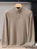 Albas Pequeño Cachemir 100% Cachemir Tejidos de Punto para Hombre Media Cremallera Alta Ropa de Punto Casual de Negocios Ropa de Punto