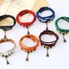 Popular Europeo y Americano Nuevo Colgante de Torre de Hierro Tejido Pulsera de Cuero Correa de Reloj Accesorios para Estudiantes Pulsera de Cuero Genuino