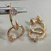 Brincos de Argola Tripla Click-Clack para Unhas Femininas Agulha de Prata 925 Banhada a Ouro Rosa 18K Brincos CNC Fu Lu Shou Elegantes de Alta Qualidade Cabeça de Touro
