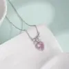 Rosa Melocotón ~ collar con colgante de lazo y corazón para mujer Verano 2024 nuevos accesorios de celebridad en línea dulce fresco chica popular clavícula