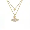 Colar Saturno de Zircônia de Designer Único para Mulheres, Estilo Coreano, Acessório de Uso Diário Minimalista Retrô Tendência, Corrente de Clavícula