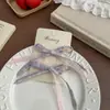 Pinza para el pelo con lazo de corazón a cuadros florales morados, temperamento suave, corazón de niña, accesorio para el pelo, goma para el pelo francesa, tocado, pinza para el pelo