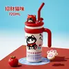 Taza Termo de Mascota Linda de Dibujos Animados de Alta Apariencia, Taza con Popote de Gran Capacidad, Taza de Hielo Térmica y de Aislamiento Frío de Acero Inoxidable 316 para Oficina