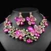 Conjunto de Colar e Brincos Florais Europeus e Americanos Retrô Cravejados com Diamantes, Acessórios Exagerados para Vestido de Noiva, Joias Mais Vendidas Transfronteiriças