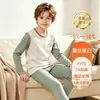 Niño Gordito Conjunto Cálido de Polar Ropa Interior Caliente para Niños Medianos y Grandes Tallas Grandes Top y Pantalones de Pana Engrosados Ropa de Casa para Adolescentes