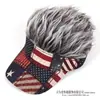 Amazon Transfronterizo Día de la Independencia Estadounidense Estrellas y Franjas Bandera Estadounidense Gorra de Béisbol con Visera Curva Peluca Vintage Gorra de Béisbol