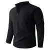 2026 Otoño Invierno Nuevo Suéter de Punto para Hombre con Media Cremallera y Cuello Alto con Forro Polar Cálido Versátil Capa Base Suéter Casual